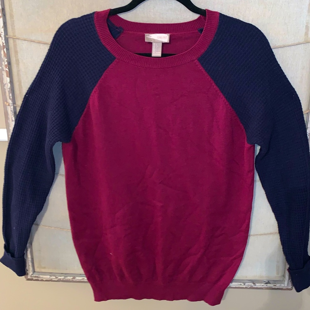 Forever 21 Two-Toned Waffle Sweater - Large